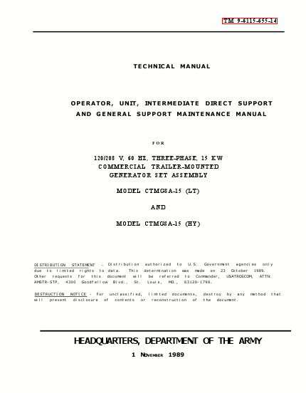 TM 9-6115-655-14 Technical Manual